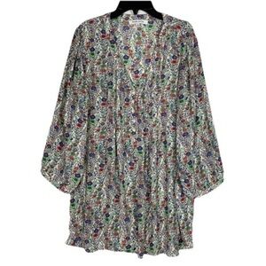 Rose Olive Multicolor Floral Blouse 1X Plus Size Boho Indie Retro Folk Cottage